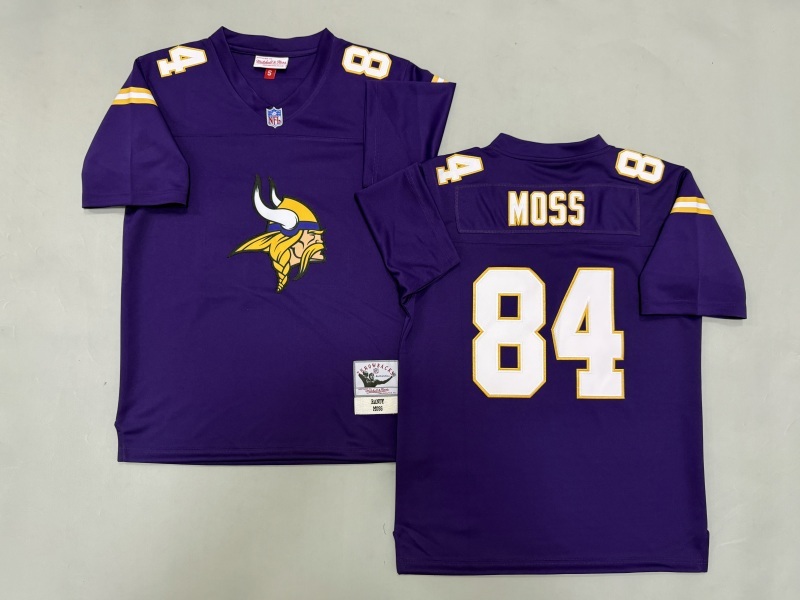 Men 2025 Minnesota Vikings #84 Moss purple Throwback Limited NFL Jersey style 001